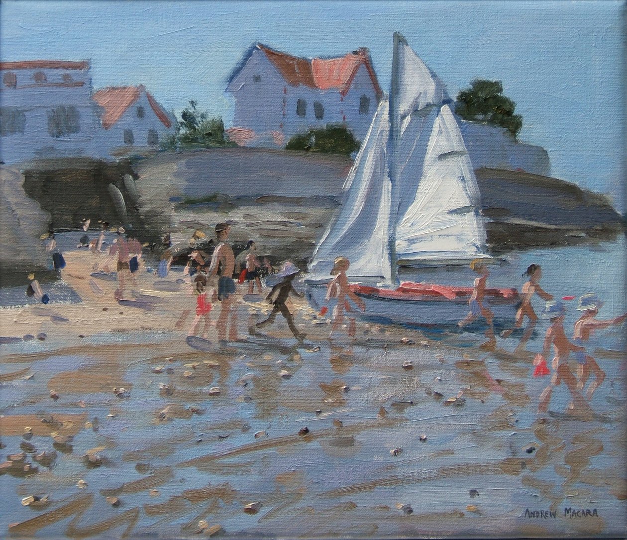 Biała żaglówka, Palais sur Mer, Francja autorstwa Andrew Macara