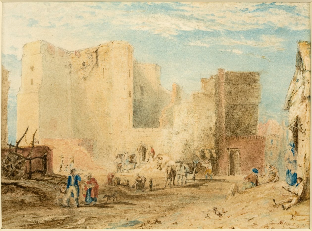 Rozbiórka Nowej Bramy, Newcastle upon Tyne 1823 (atrament) autorstwa Andrew Morton