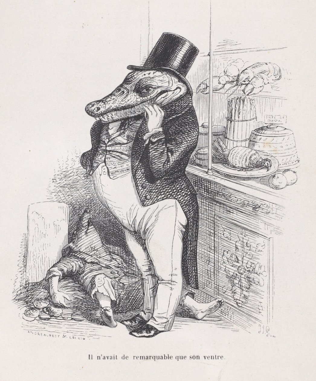 Godny uwagi był tylko jego brzuch ze Scen z życia prywatnego i publicznego Animy..., ok. godz. 1837-47. autorstwa Andrew Best Leloir