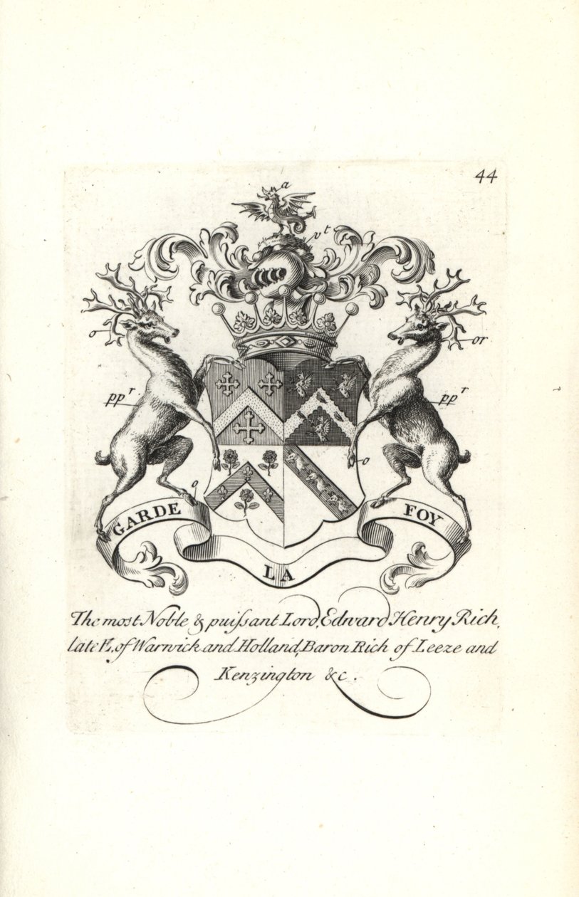 Herb i herb Lord Edward Henry Rich, 7. hrabia Warwick i Holandii, baron Rich of Leeze i Kensington autorstwa Andrew Johnston