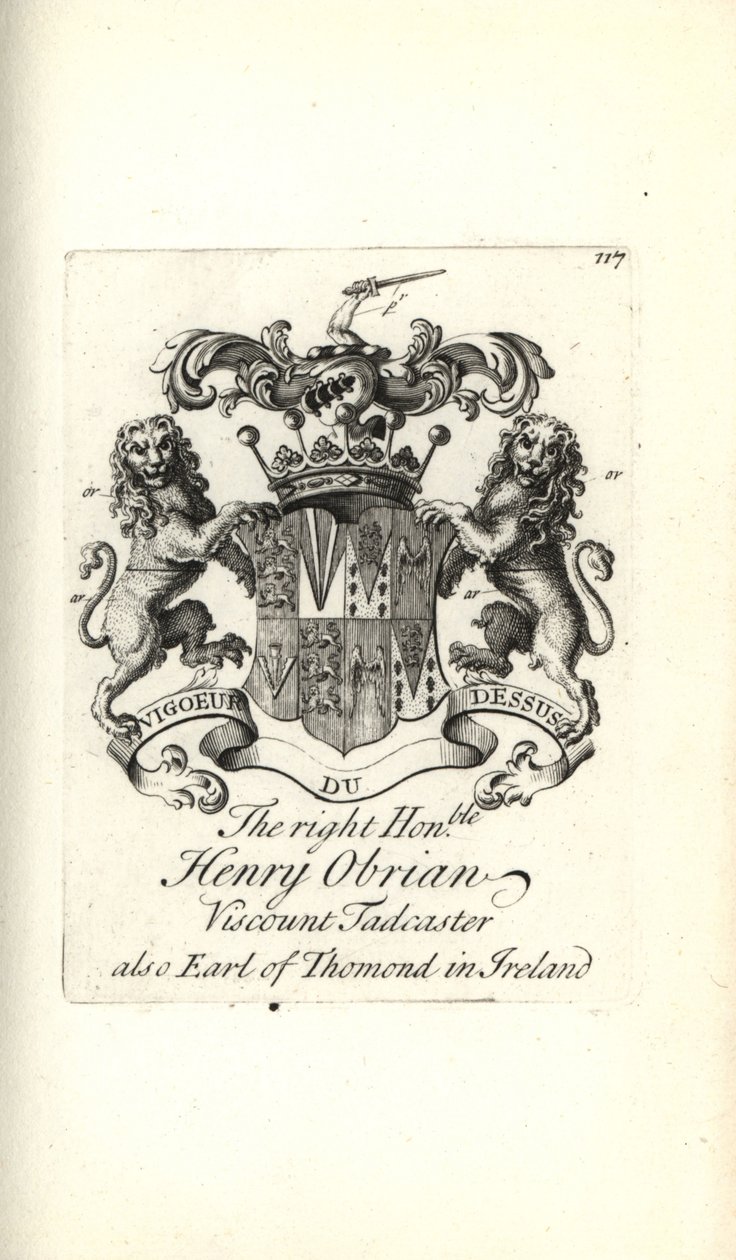 Herb i herb prawego honoru Henry O’Brien, wicehrabia Tadcaster, 8. hrabia Thomond w Irlandii autorstwa Andrew Johnston