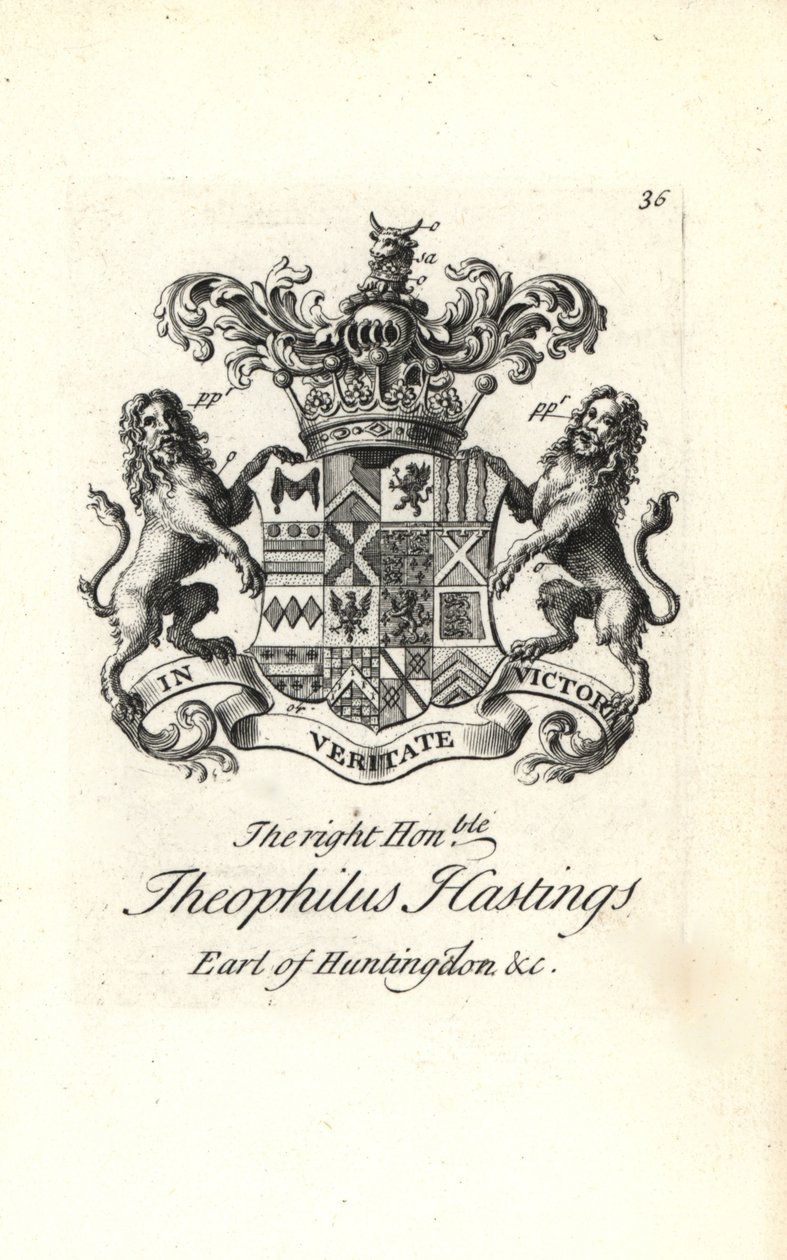 Herb i herb prawego czcigodnego Theophilus Hastings, 9. hrabia Huntingdon autorstwa Andrew Johnston