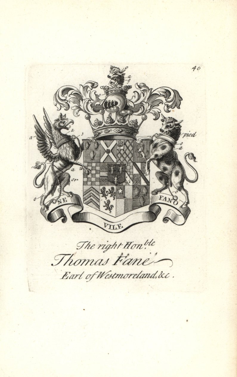 Herb i herb prawego szanownego Thomasa Fane, 8. hrabia Westmoreland autorstwa Andrew Johnston