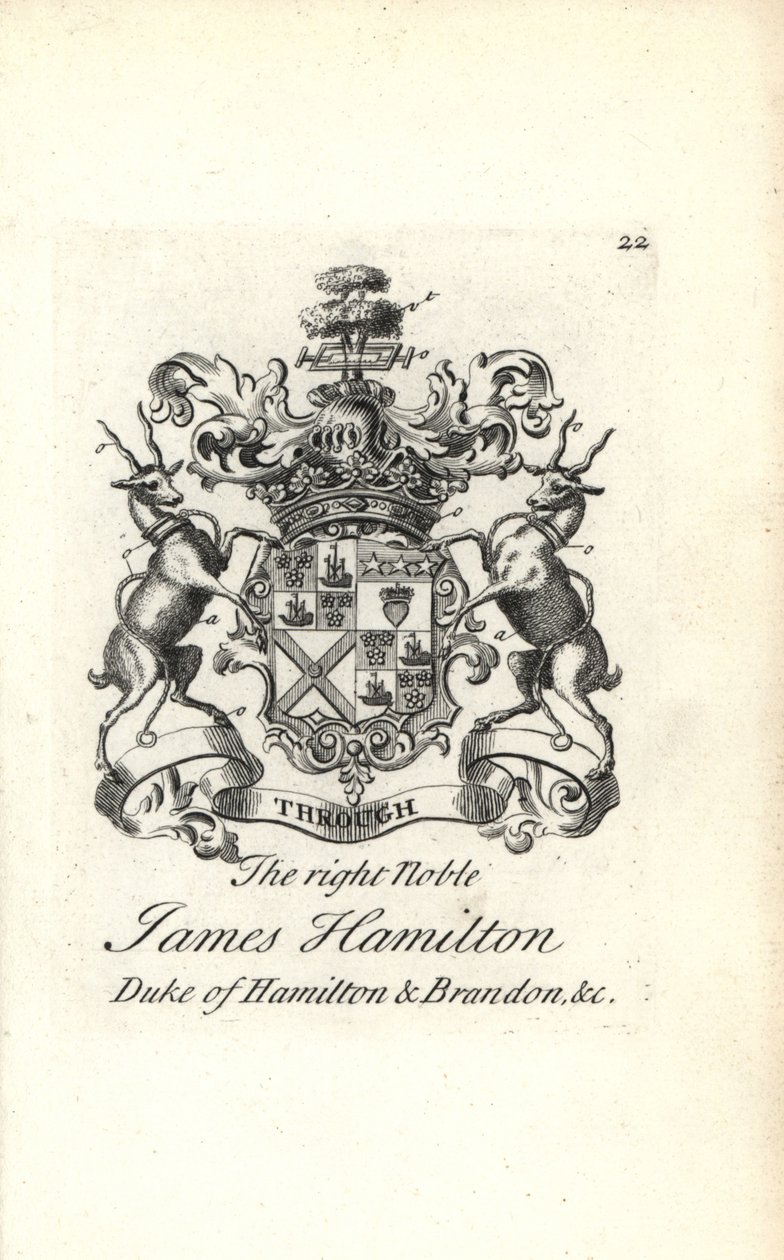 Herb i herb prawego szlachcica Jamesa Hamiltona, 5. księcia Hamiltona i Brandona autorstwa Andrew Johnston
