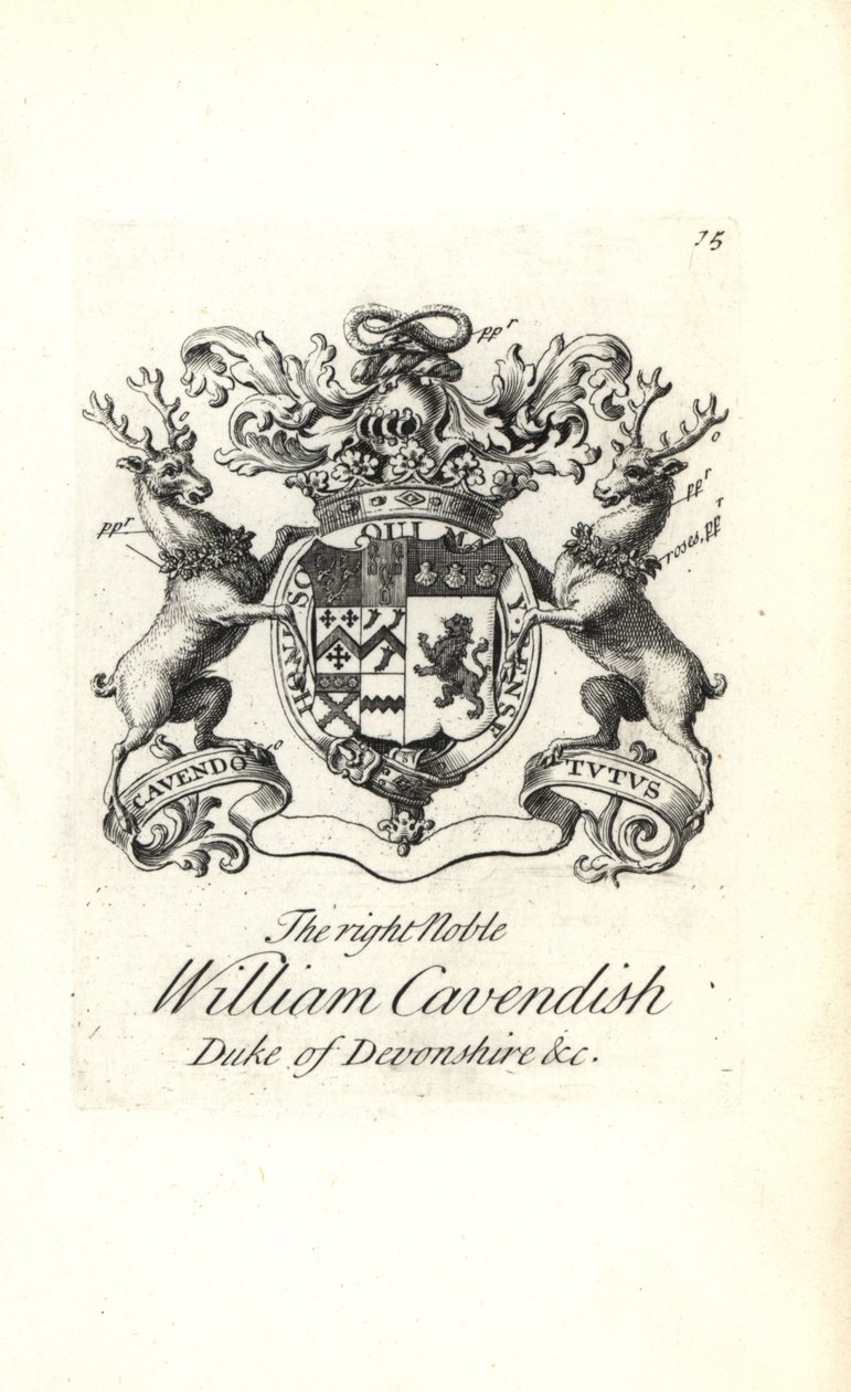 Herb i herb prawego szlachcica Williama Cavendisha, 2. księcia Devonshire autorstwa Andrew Johnston
