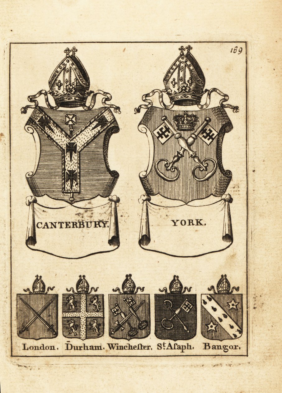 Herb biskupów Canterbury, Yorku, Londynu, Durham, Winchester, St autorstwa Andrew Johnston