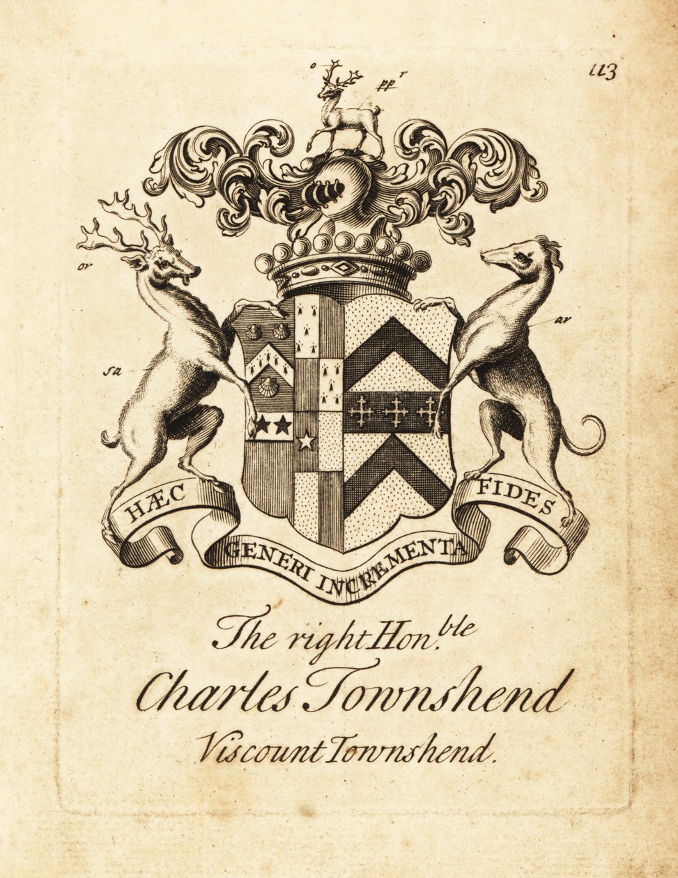 Herb Prawego Honoru Charles Townshend, 2. wicehrabia Townshend autorstwa Andrew Johnston