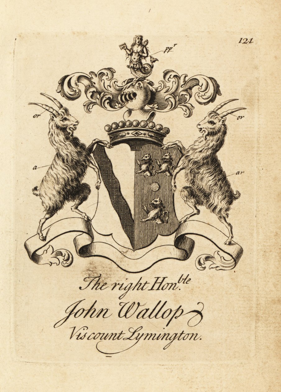 Herb Wielmożnego Johna Wallopa, wicehrabiego Lymington autorstwa Andrew Johnston