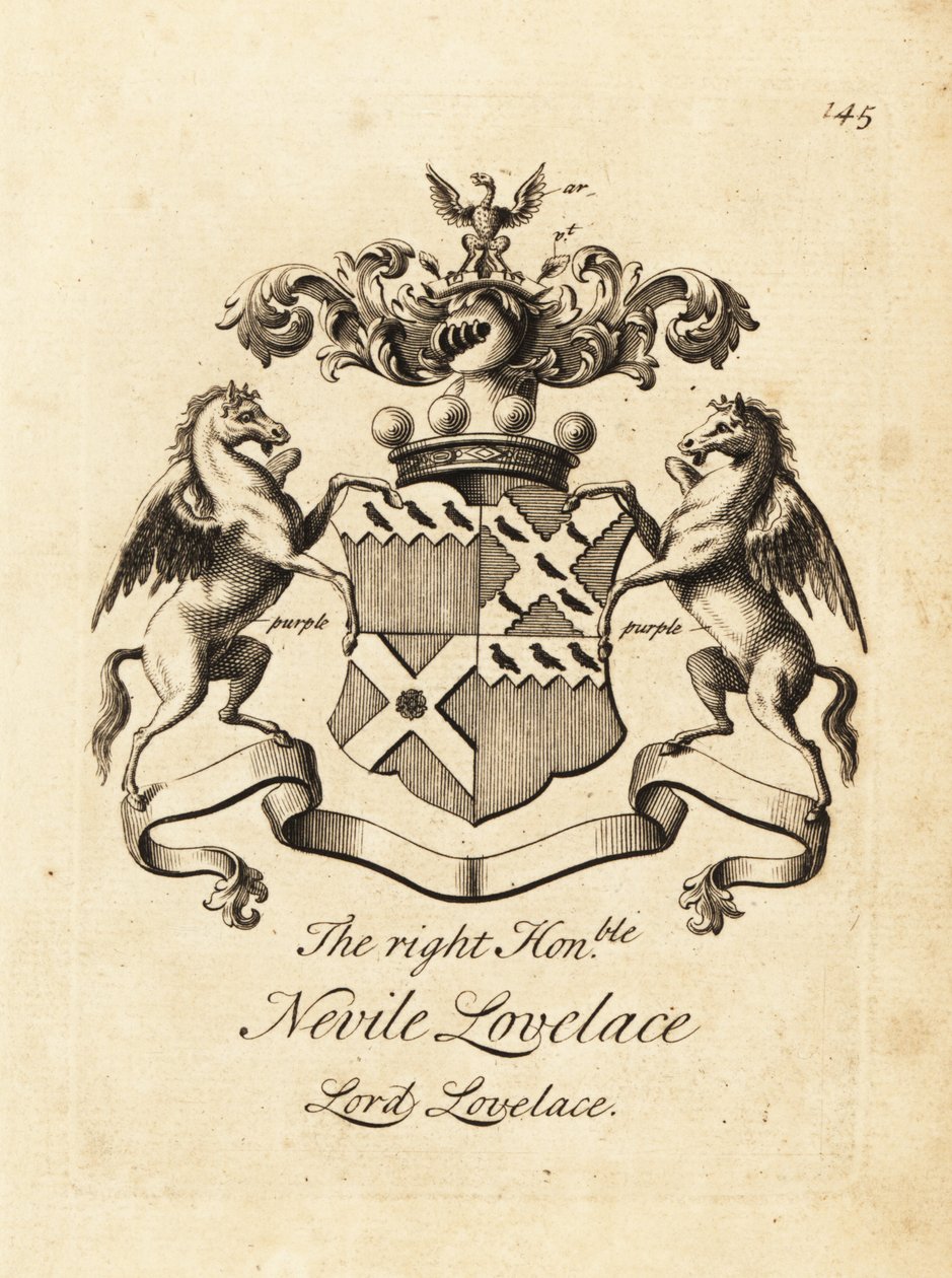 Herb szanownego Nevile Lovelace, Lorda Lovelace, 6. barona Lovelace autorstwa Andrew Johnston
