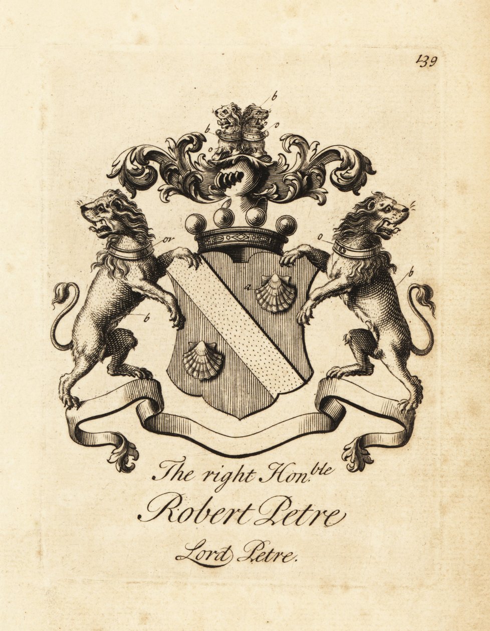 Herb szanownego Roberta Petre, Lord Petre, 8. baron Petre autorstwa Andrew Johnston