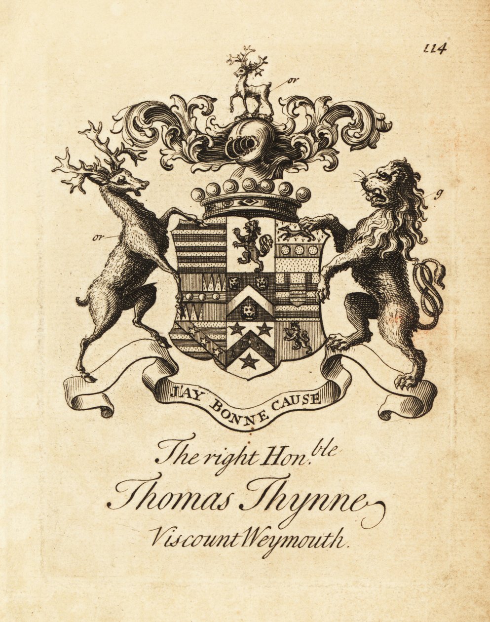Herb Wielmożnego Thomasa Thynne, 2. wicehrabiego Weymouth autorstwa Andrew Johnston