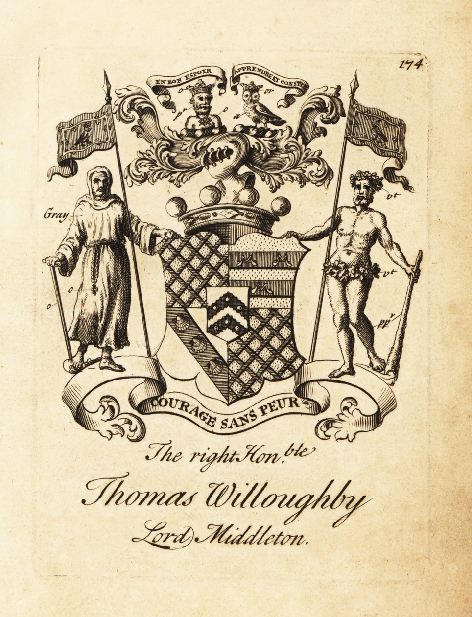 Herb szanownego Thomasa Willoughby, Lorda Middleton autorstwa Andrew Johnston
