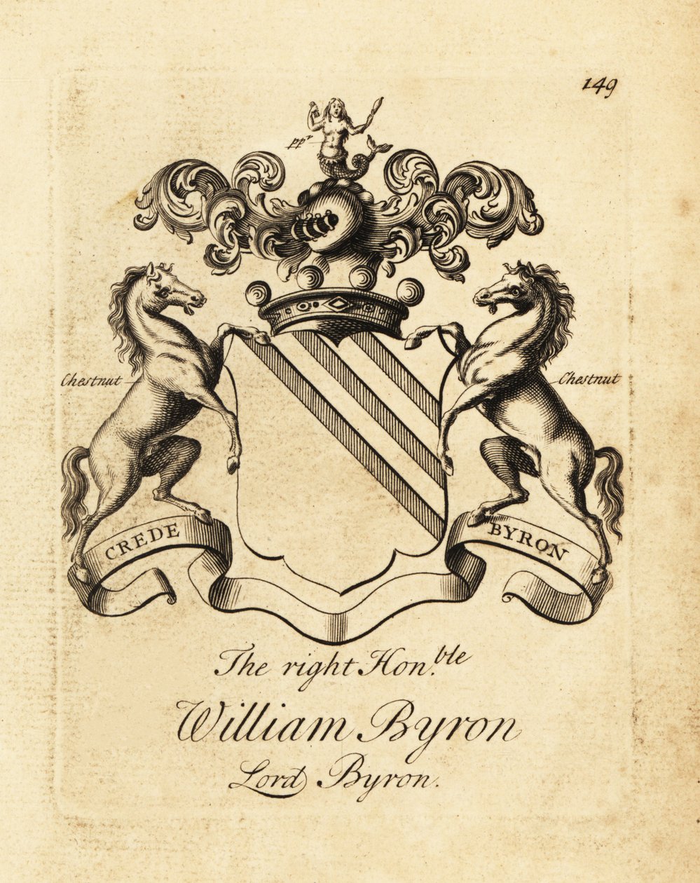 Herb Wielmożnego Williama Byrona, Lorda Byrona, 4. Barona Byrona (1670-1736) autorstwa Andrew Johnston