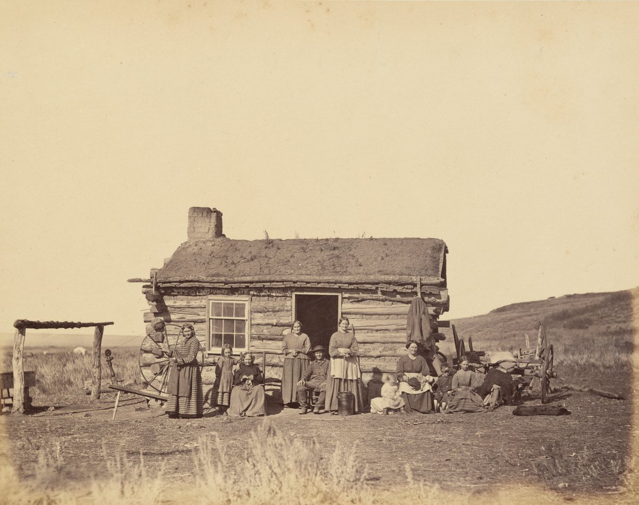 Płyta 48. Rodzina mormonów, Dolina Wielkiego Jeziora Słonego, 1869 r. (zdjęcie) autorstwa Andrew Joseph Russell