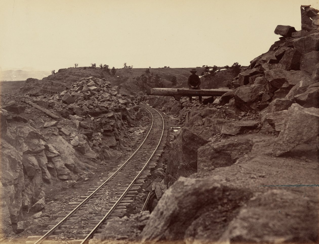 Płyta 9. Wschodnie podejście do mostu Dale Creek, 1869 r. (zdjęcie) autorstwa Andrew Joseph Russell
