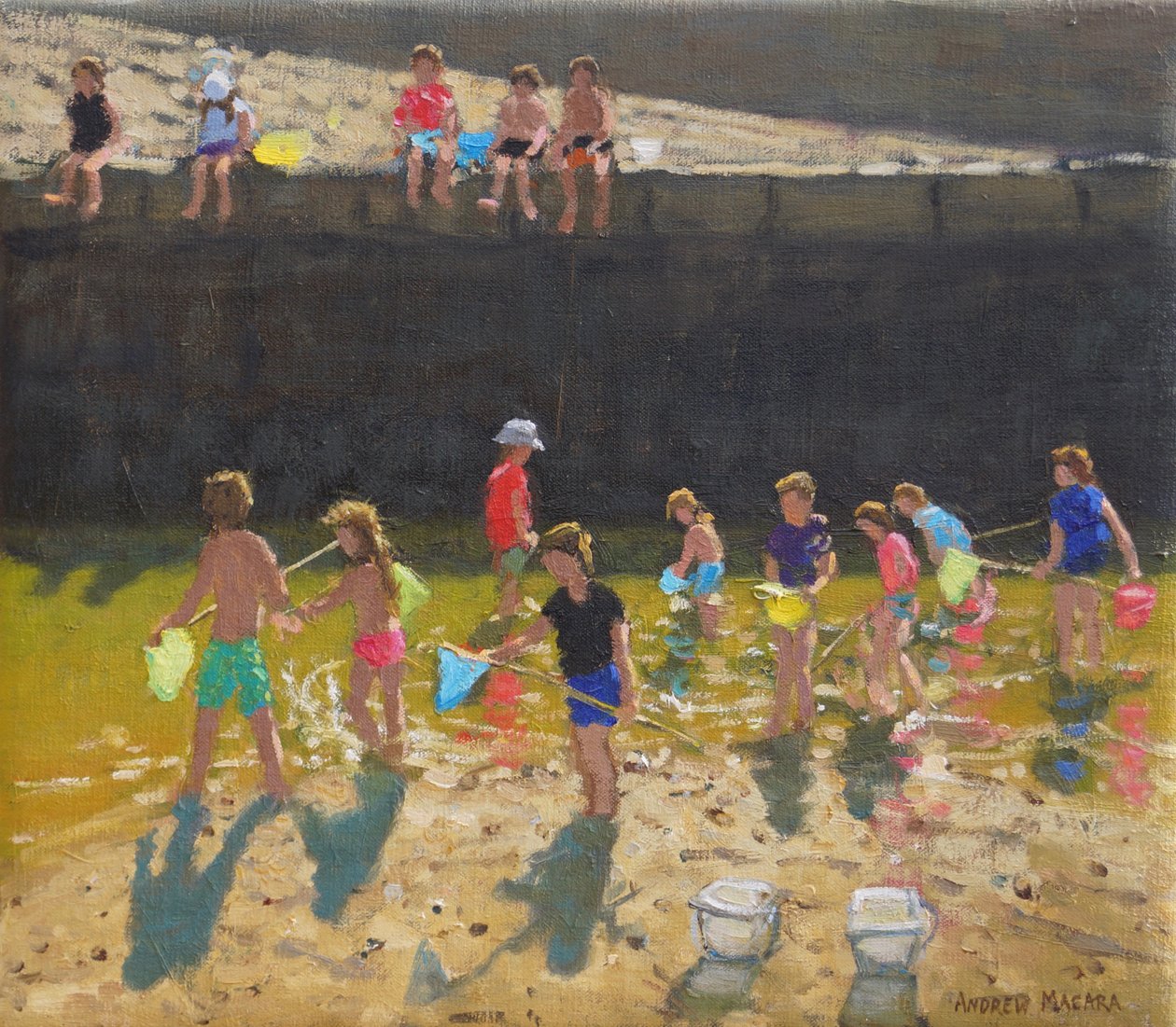 Krab w porcie, Bude, Kornwalia ,2018, (olej na płótnie) autorstwa Andrew Macara