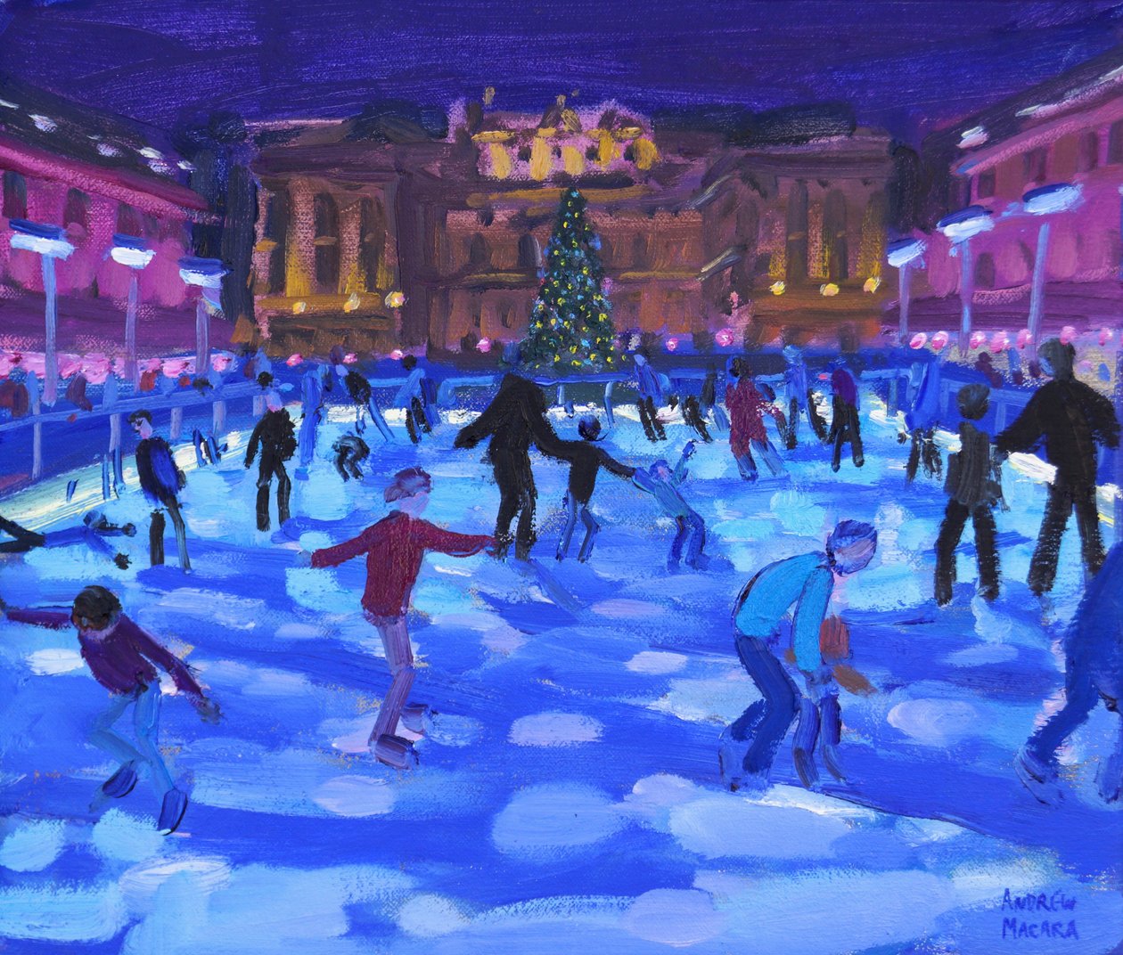 Wieczorowi łyżwiarze, Somerset House, 2015, autorstwa Andrew Macara