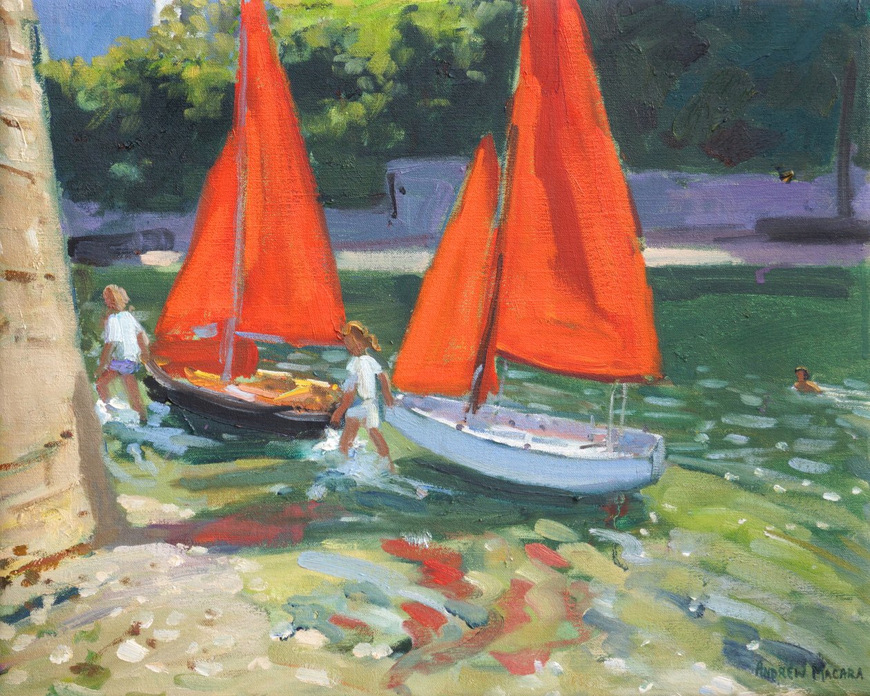 Dziewczyny z żaglówkami Looe , 2014, autorstwa Andrew Macara