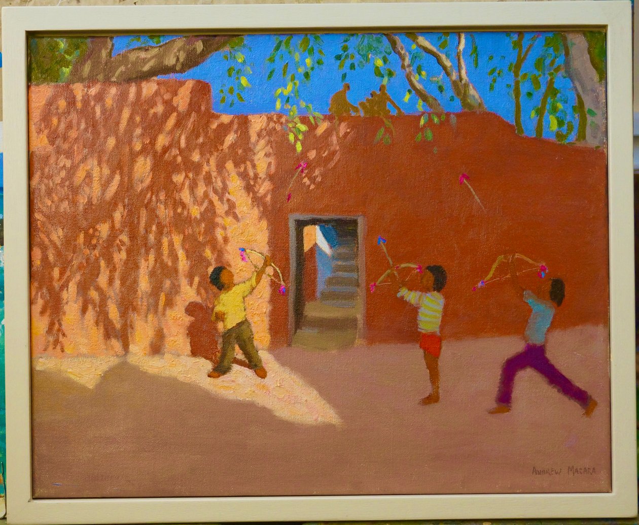 Gra w łuki i strzały, Indie, 2005 (olej na płótnie) autorstwa Andrew Macara