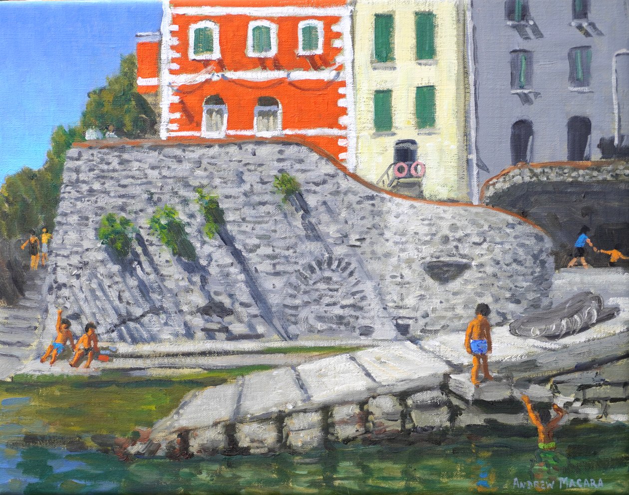 Portafino, Włochy (olej na płótnie) autorstwa Andrew Macara
