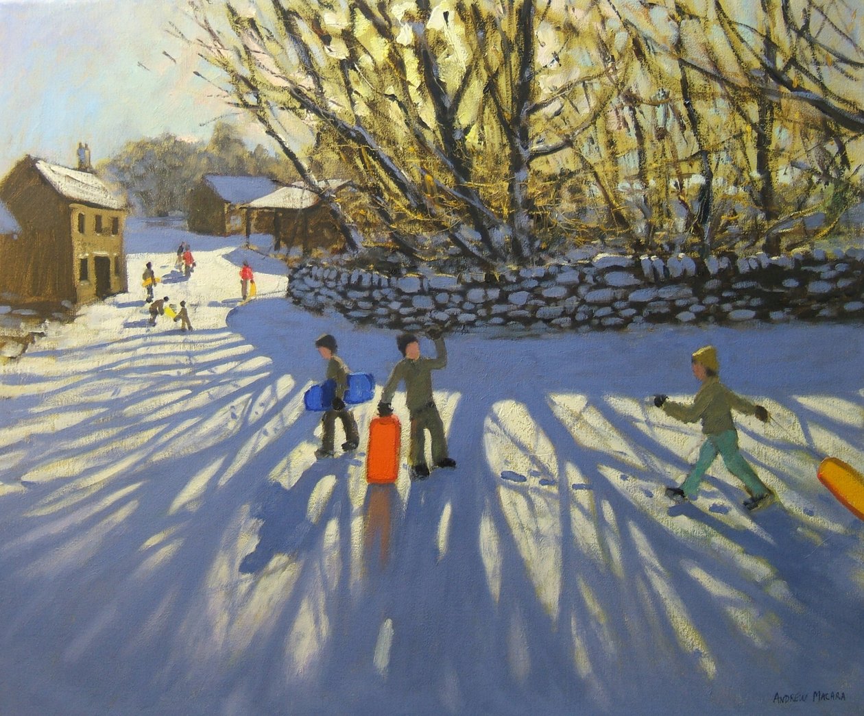 Czerwone sanie, Monyash, Derbyshire autorstwa Andrew Macara