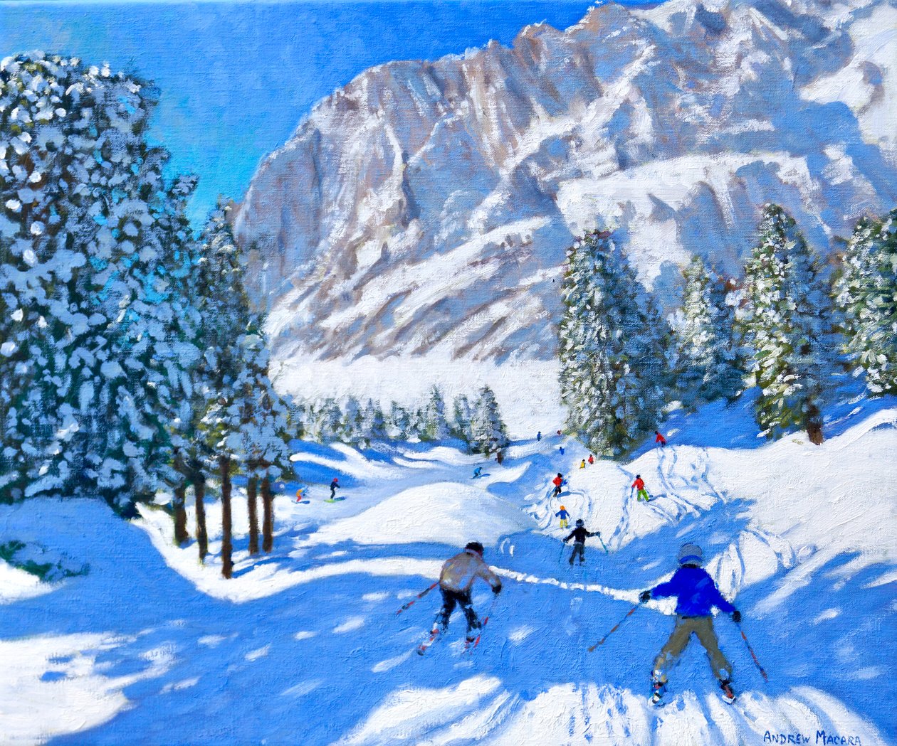 Na nartach w stronę Dolomitów, Val Gardena, Włochy, 2022 (olej na płótnie) autorstwa Andrew Macara