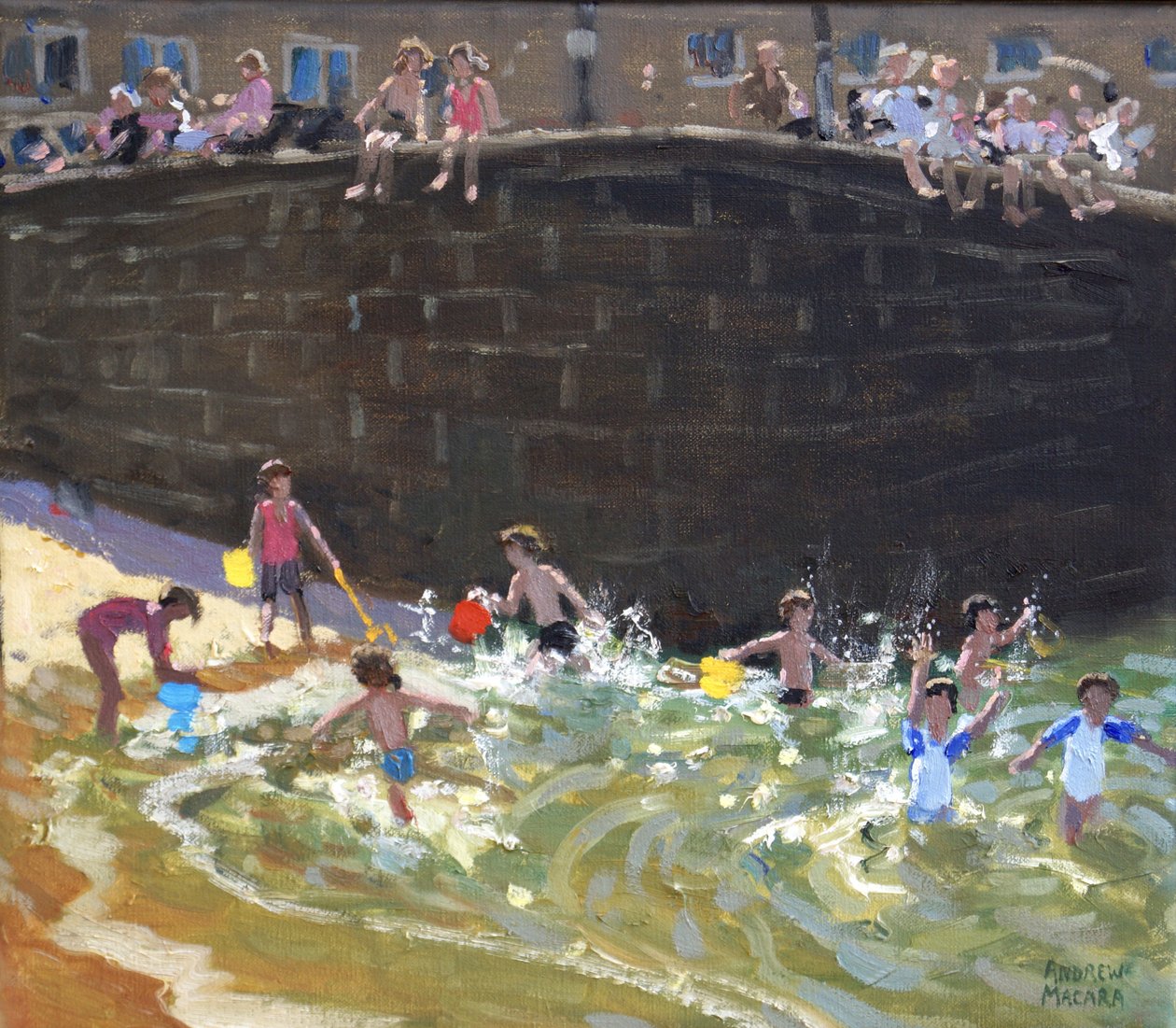 Rozpryskiwanie się w porcie Tenby, 2016, autorstwa Andrew Macara