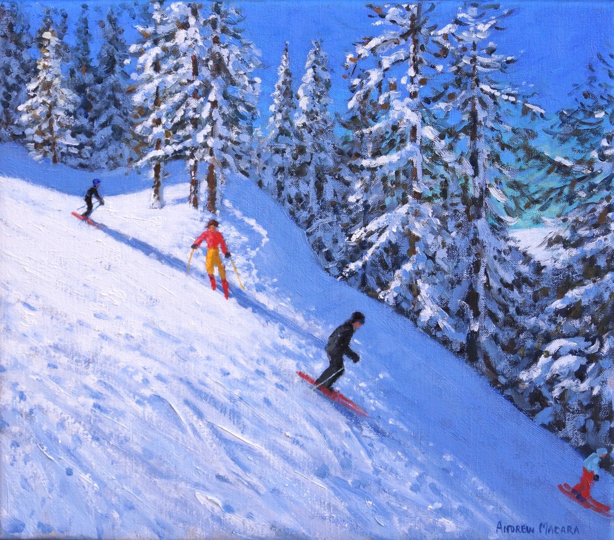 Strome zbocze, Les Arcs, Francja (olej na płótnie) autorstwa Andrew Macara