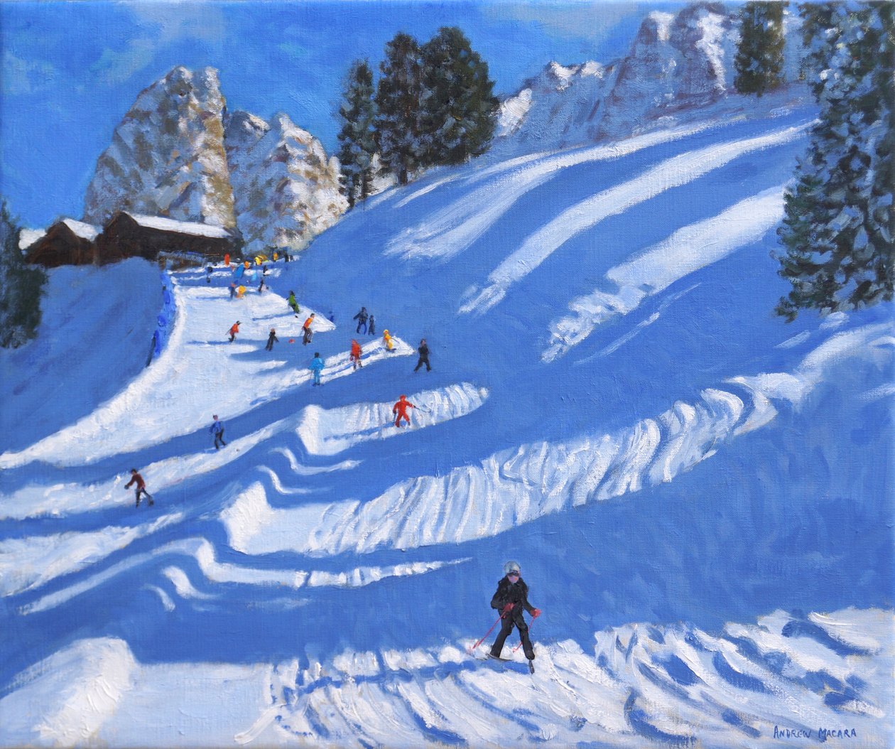 Słońce i cienie, Kitzbuhel, Austria, 2022 (olej na płótnie) autorstwa Andrew Macara