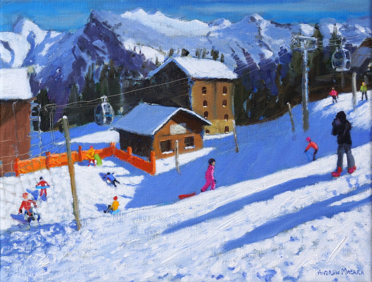 Lodowisko, Samoens, Francja, 2022 (olej na płótnie) autorstwa Andrew Macara