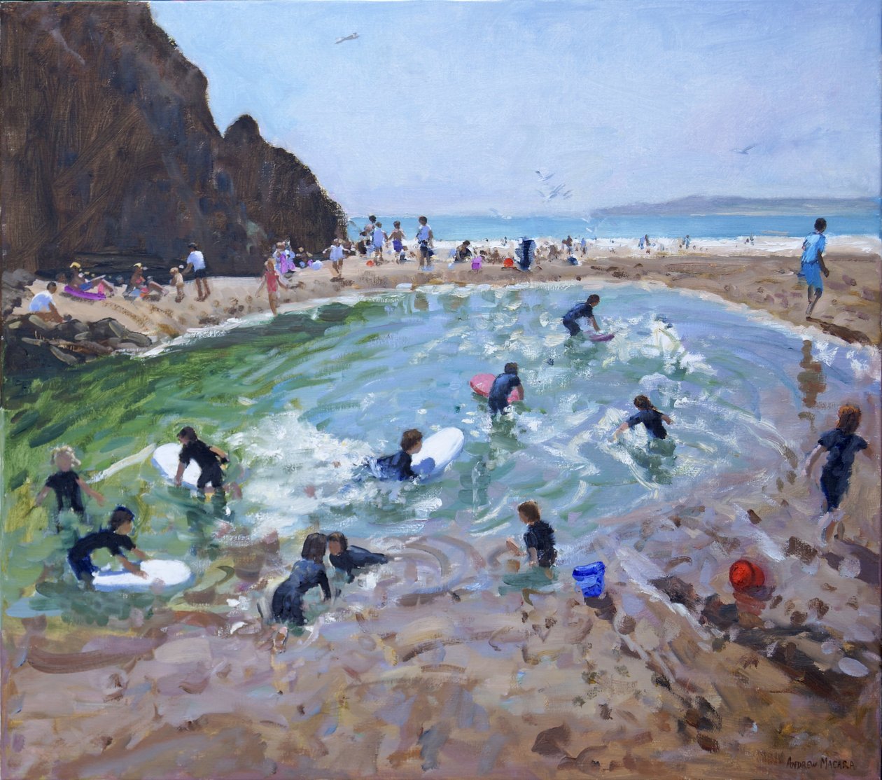 Młodzi surferzy,Tenby,2016, autorstwa Andrew Macara