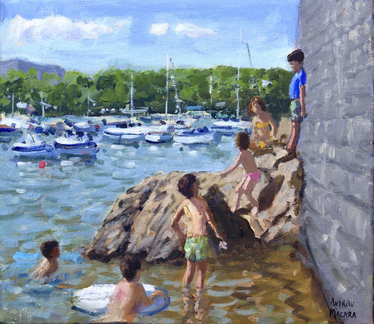 wspinaczka po skałach, Port Tenby, 2016, autorstwa Andrew Macara