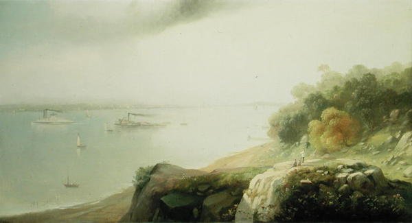 Widok na Nowy Jork z Castle Point, Hoboken (olej na płótnie) autorstwa Andrew Melrose