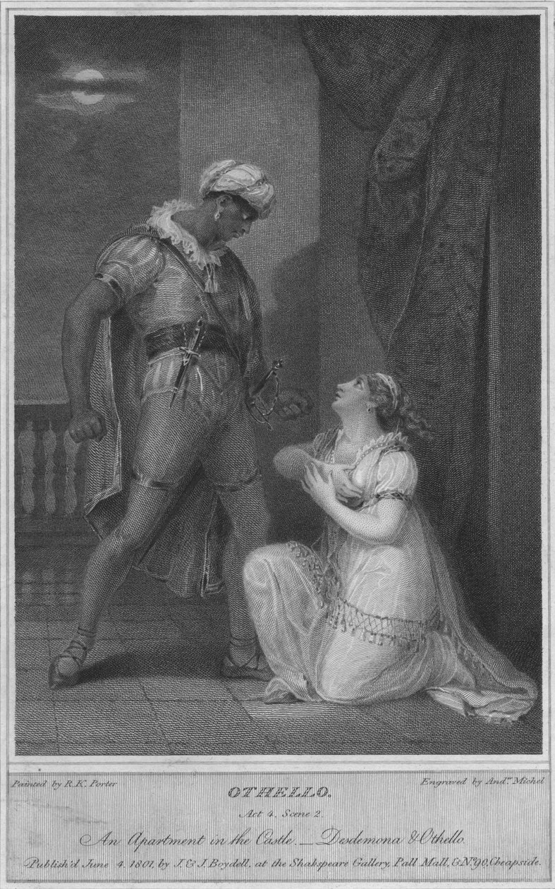 Otella. Akt 4. Scena 2. Mieszkanie na zamku. Desdemona i Otello, 1801. autorstwa Andrew Michel