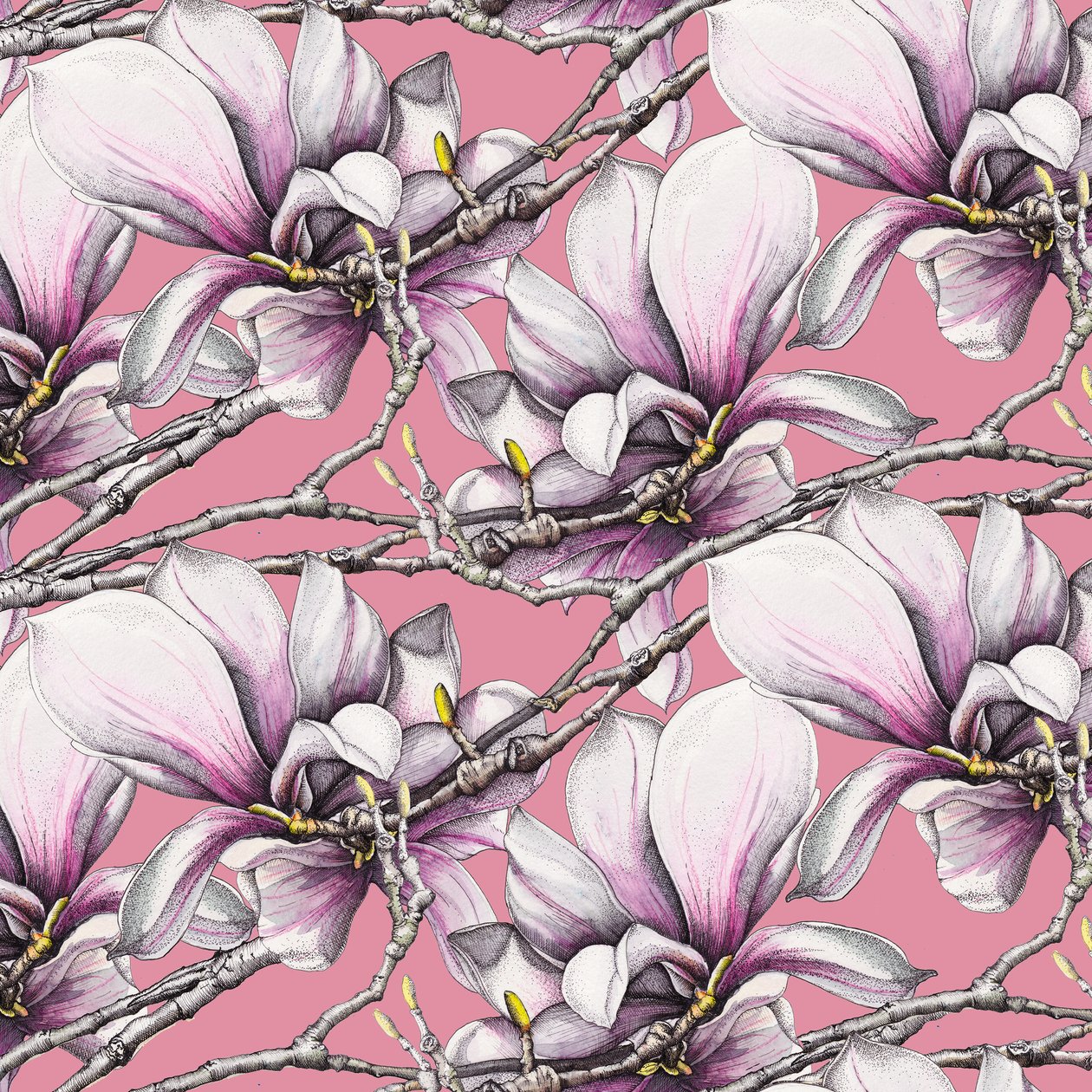 Magnolia, 2019 (akwarela, długopis) autorstwa Andrew Watson