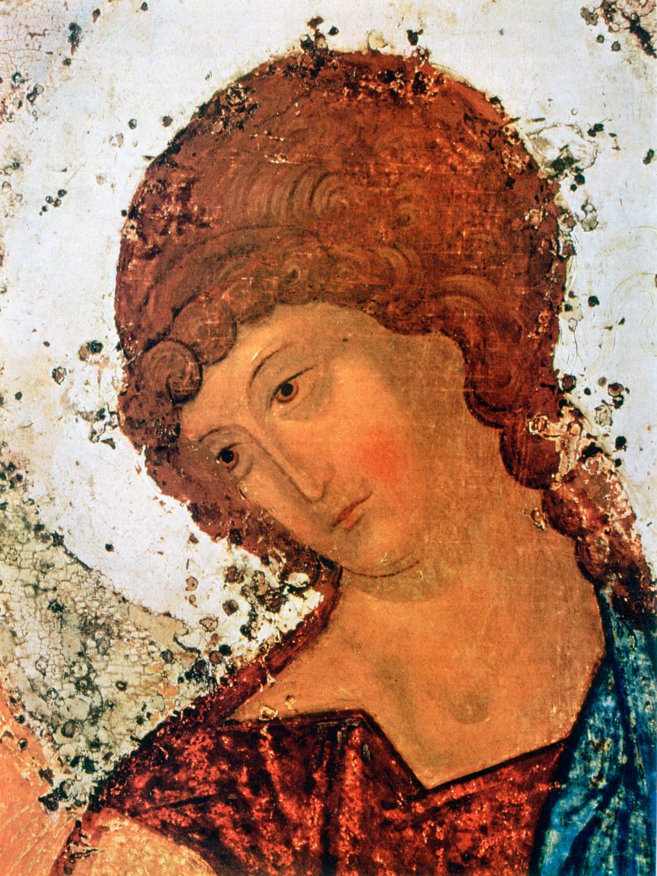 „Trójca”, Szczegół, c1380-1430 autorstwa Andrey Rublyov