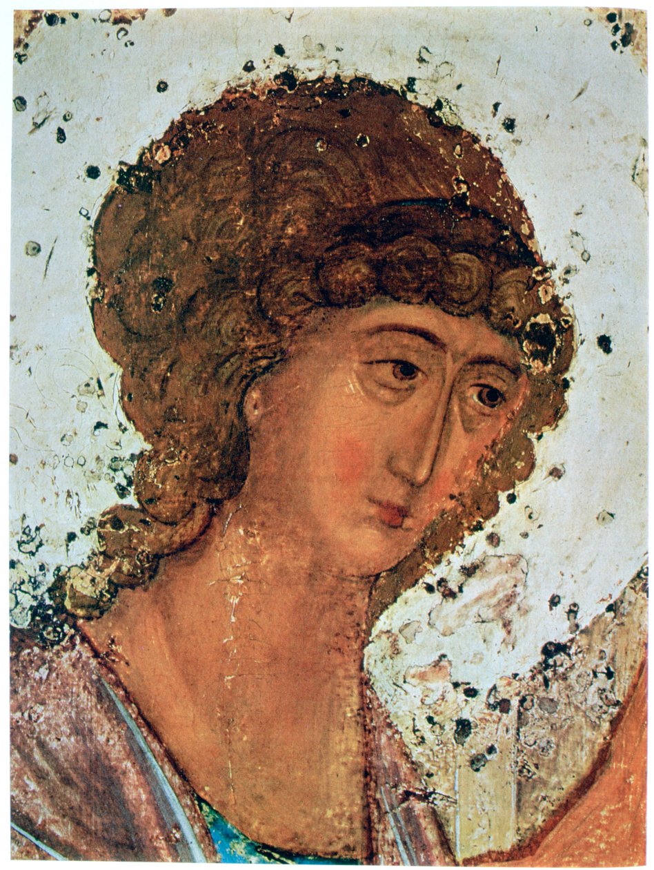 „Trójca Rublowa”, fragment, c1411 autorstwa Andrey Rublyov