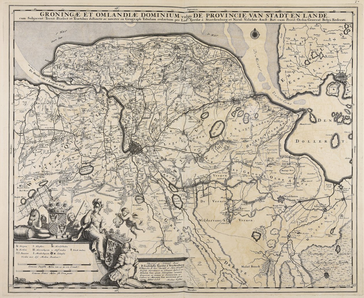 Groningae et Omlandiae dominium vulgo de Provincie van Stadt en Lande autorstwa Andries Hogeboom