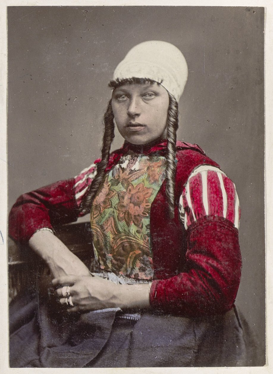 Portret kobiety w tradycyjnym stroju Marken Hollandska Skönheter! (tytuł na obiekcie) autorstwa Andries Jager