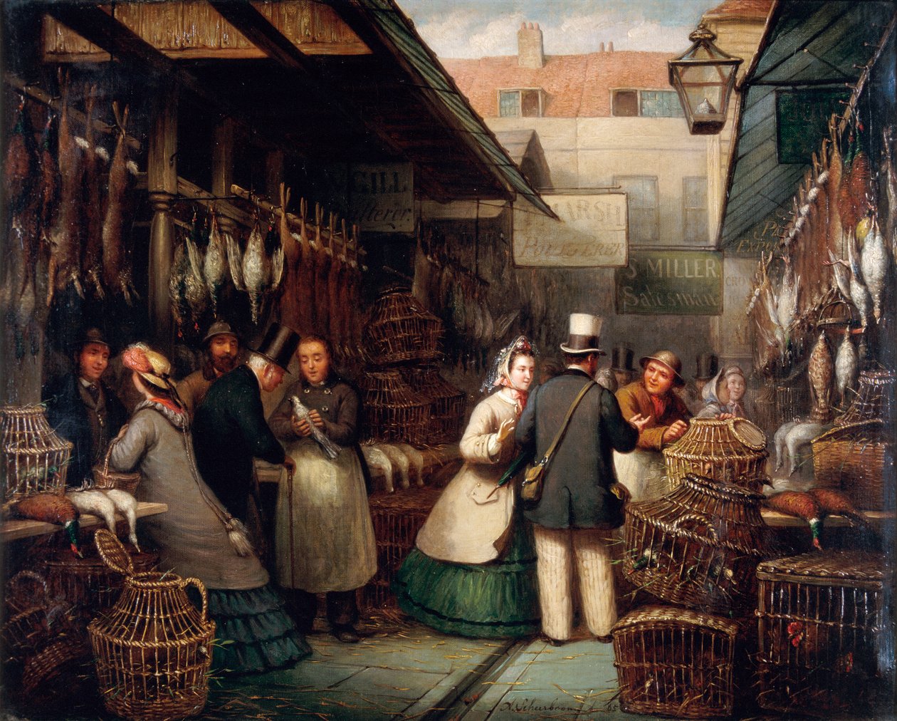 Targ Leadenhall, Londyn, 1865. autorstwa Andries Scheerboom