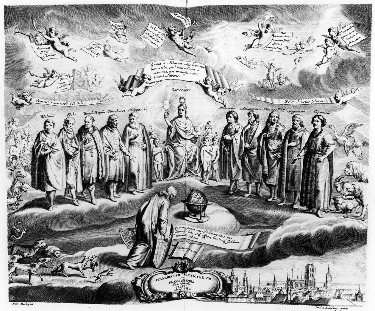 Firmmentum Sobiescianum lub Uranographia Jana Heweliusza (1611-87), ryty Charles de la Haye, wyd. w 1687 autorstwa Andrzej Stech