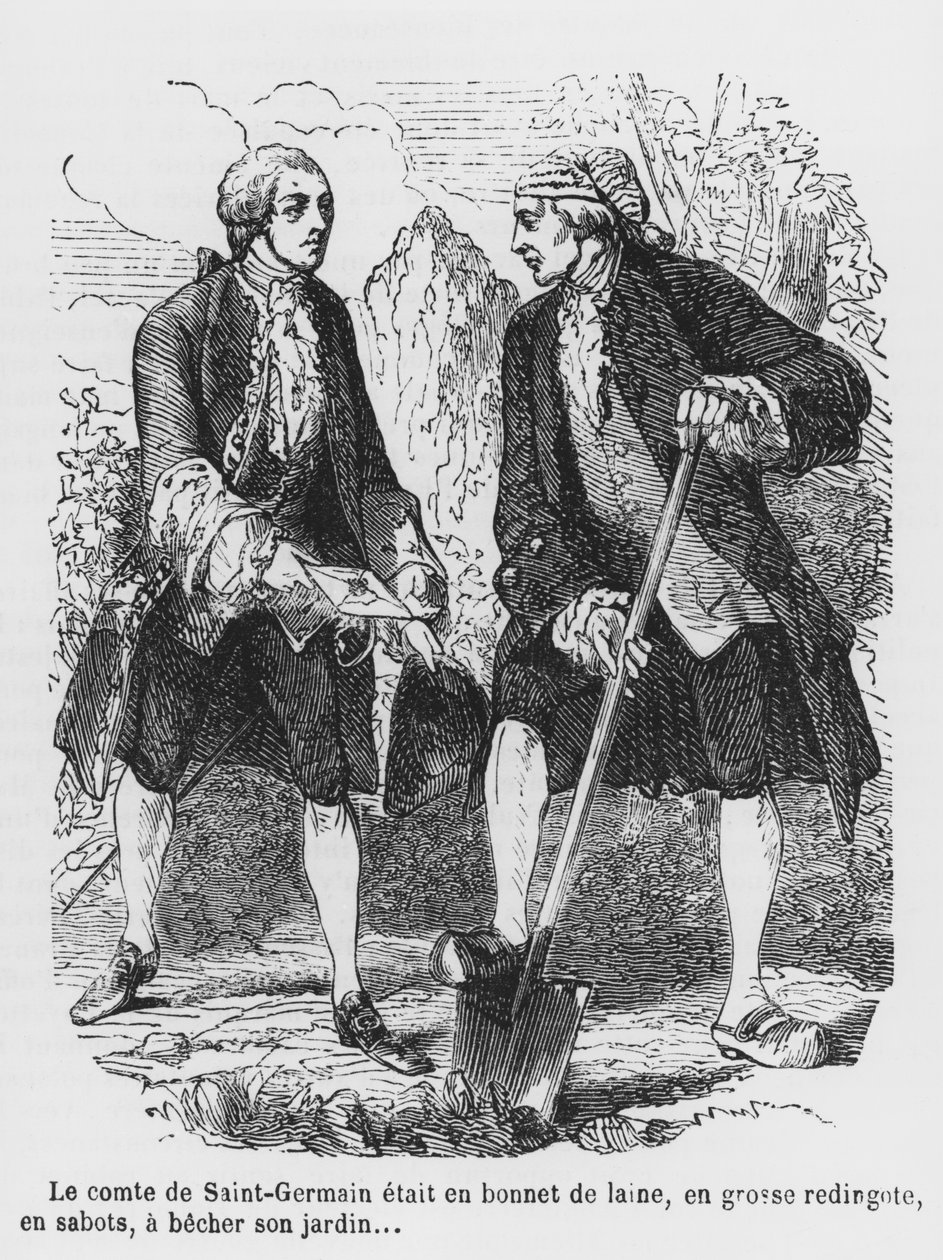 Hrabia St. Germain kopiący w swoim ogrodzie, ilustracja z „Chroniques de l