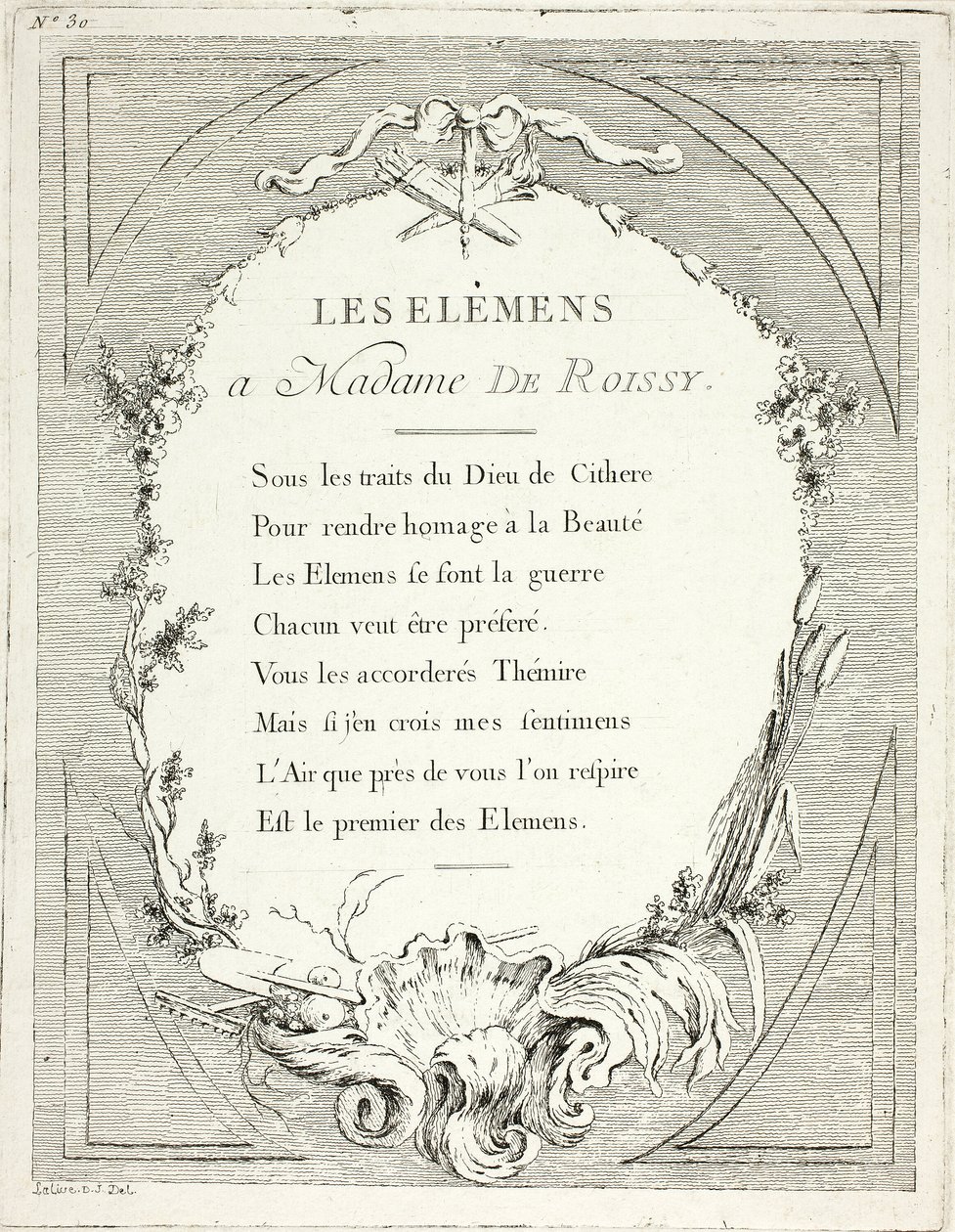 Frontispis, z Élements autorstwa Ange Laurent de Lalive de Jully