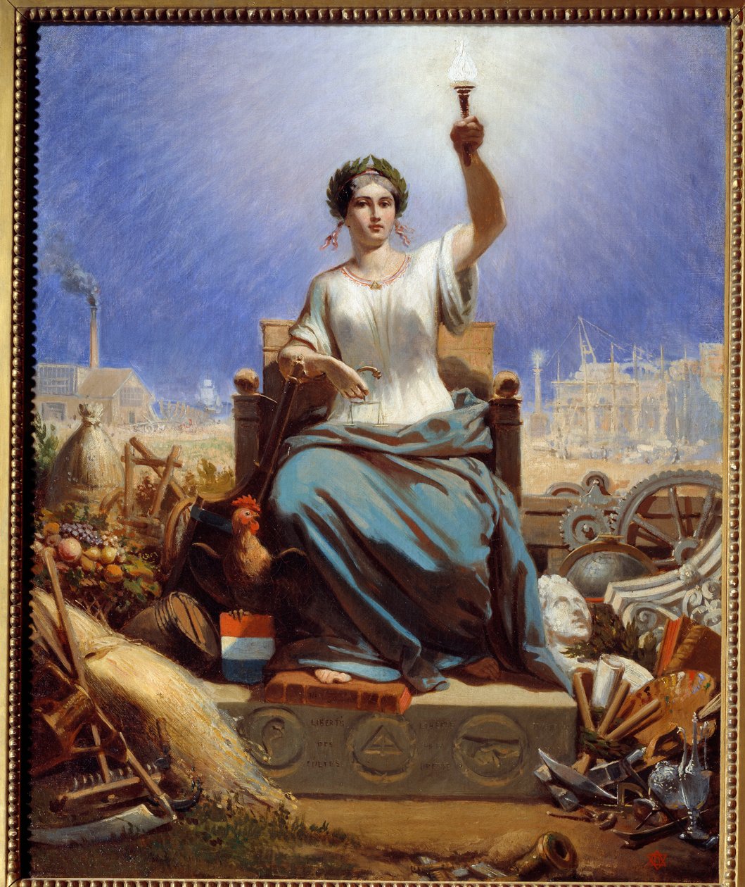 Francja oświetlająca świat. Alegoria. Obraz Janet Lange (1815 - 1872) autorstwa Ange Louis Janet