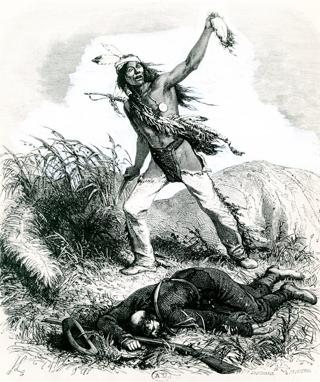 Indyjskie skalpowanie martwego wroga, 1867 autorstwa Ange Louis 1815 72 after Janet