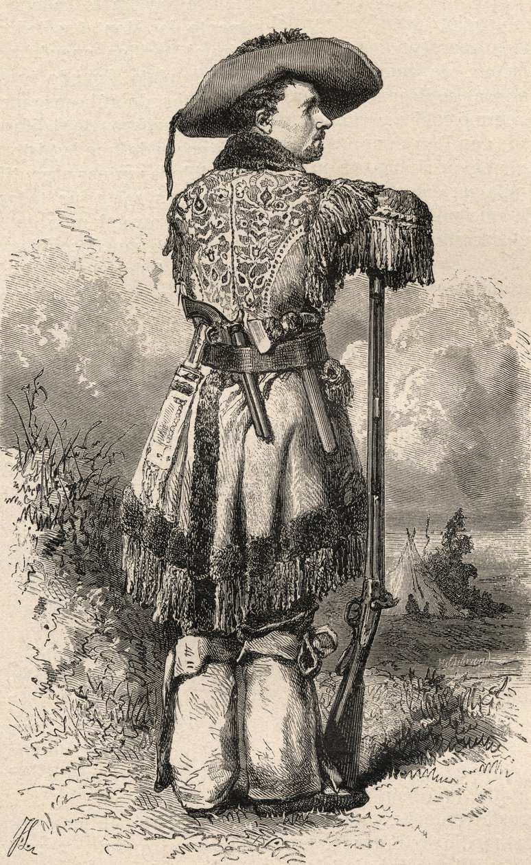 Charles H. Utter, aka Colorado Charlie, ilustracja z „Świat w rękach”, rytowana przez Henri Theophile Hildibrand (1824-97), opublikowana w 1878 r. autorstwa Ange-Louis Janet