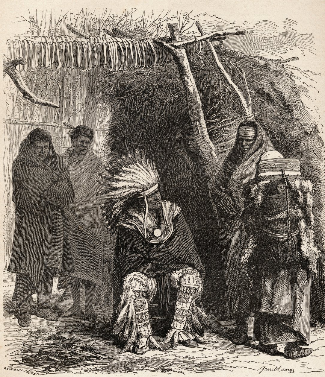 Peter La Cherre, ilustracja ze „Świata w rękach”, sztychowana przez Gaucharda-Bruniera, wydana w 1878 r. autorstwa Ange Louis Janet