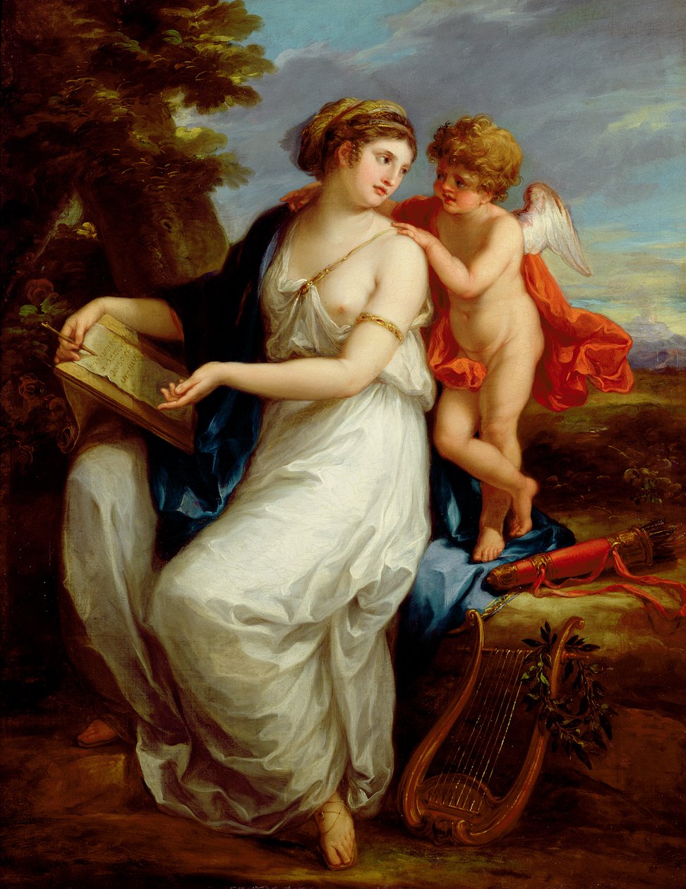 Erato, Muza poezji lirycznej z puttem autorstwa Angelica Kauffmann