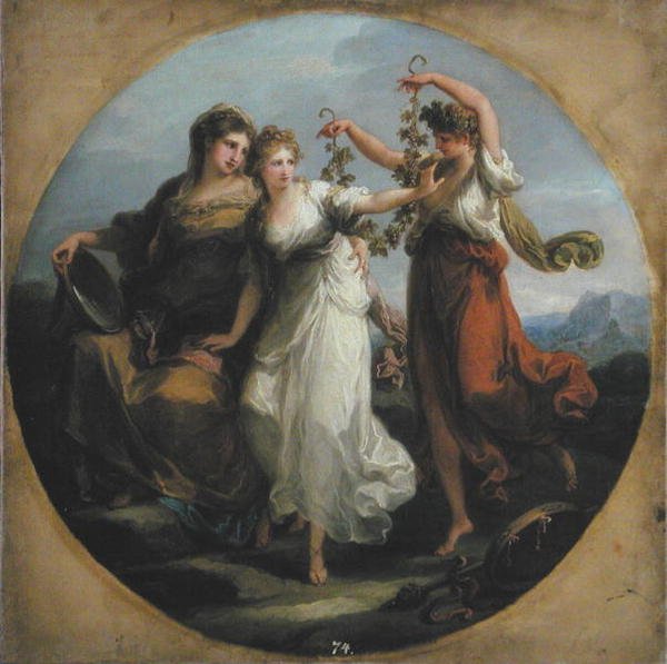 Piękno, wspierane przez Roztropność, gardzi ofiarą szaleństwa, ok. 1780 (olej na płótnie) autorstwa Angelica Kauffmann