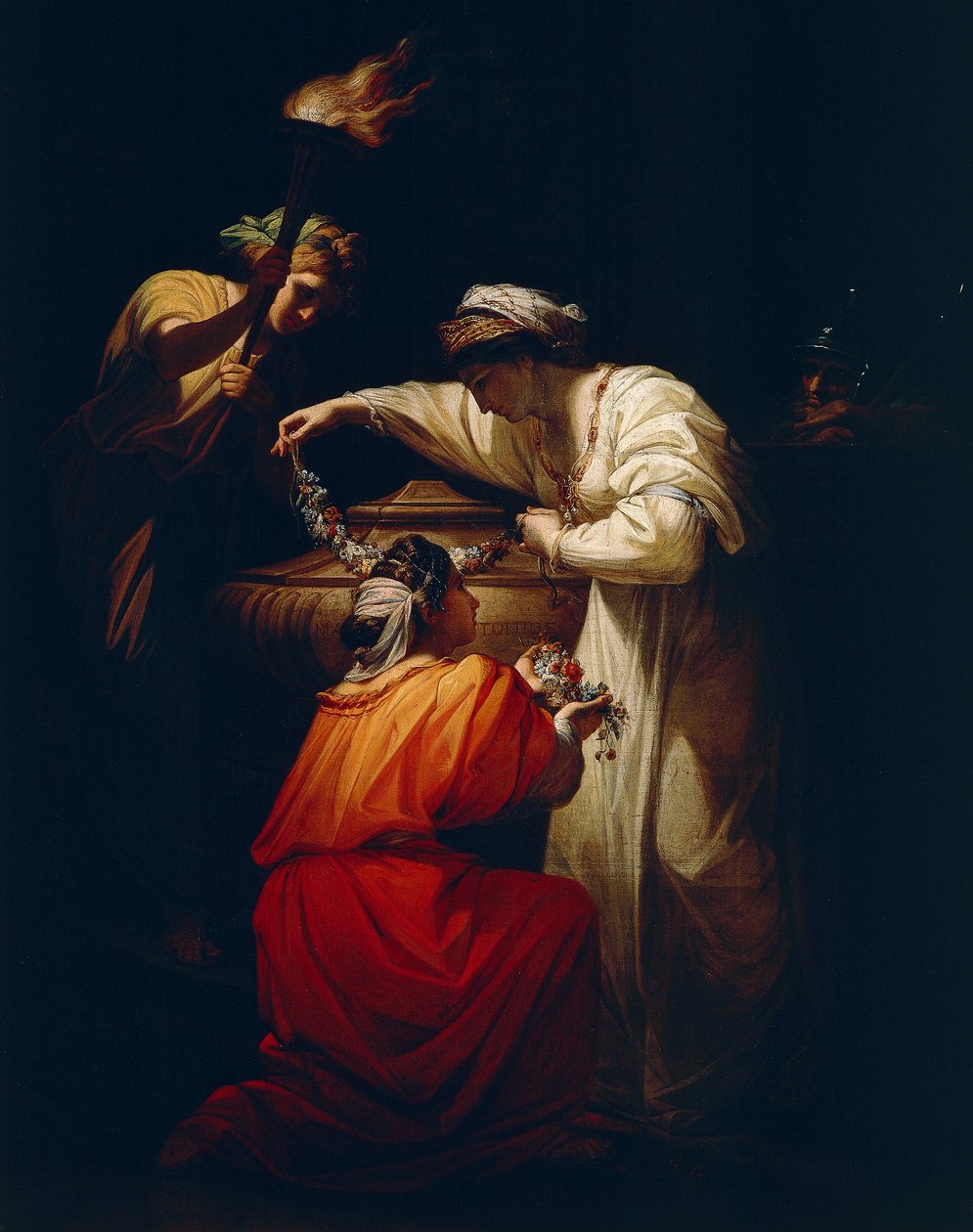 Kleopatra zdobi grób Marka Antoniusza autorstwa Angelica Kauffmann